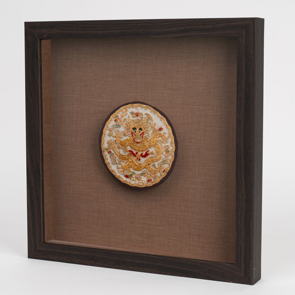 Traditional Royal Dragon Emblem Embroidery Frame, Gold Thread