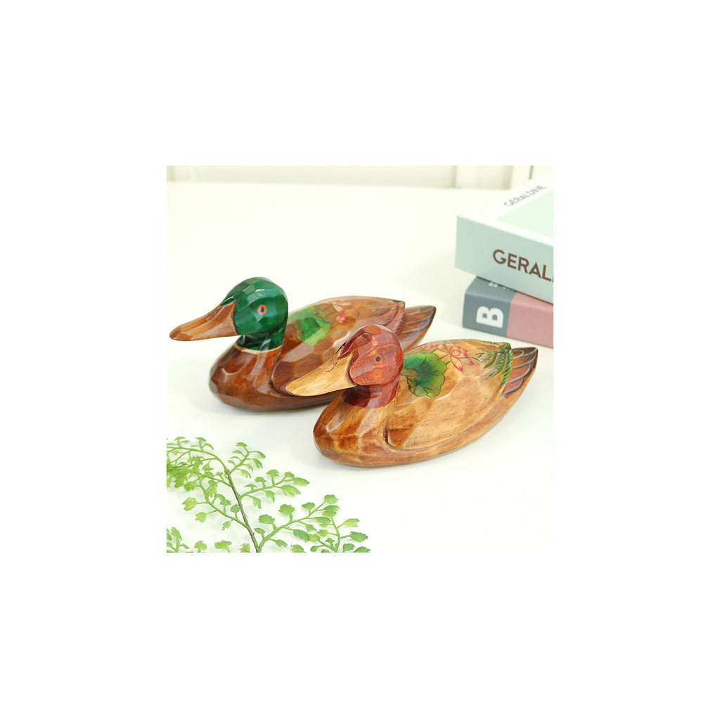 Premium Lotus Duck Set (Medium) Wood Carved Wedding Pyebaek Box Dragon – detail view 1 [KS-CUT:P0000IOZ:50f88f84ecff]
