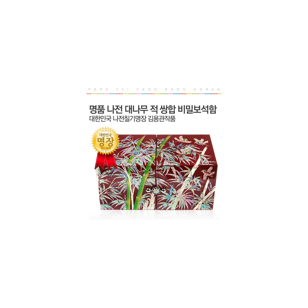 Masterpiece Najeonchilgi Bamboo Red Double Lidded Secret Mother of Pearl Jewelry Box Jewelry Box (Master Artisan Kim Yong-gwan) – detail view 1 [KS-CUT:P0000GTU:b4b37aa79060]