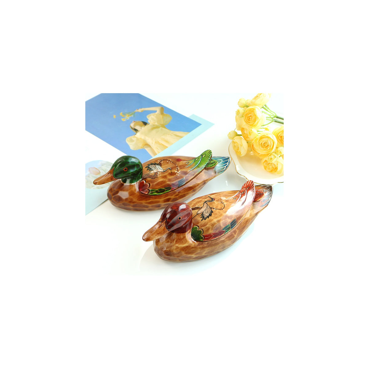 Premium Moon Crane Duck Set (Large) Wood Carved Wedding Pyebaek Box Dragon – detail view 1 [KS-CUT:P0000IWC:80afbc45512e]