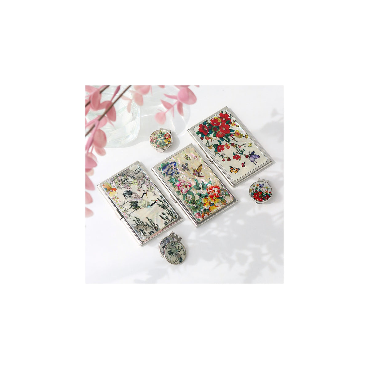 2-Piece Set: Business Card Case Golf Ball Marker K(Flower) – detail view 1 [KS-CUT:P0000PNH:e62bd96bb971]