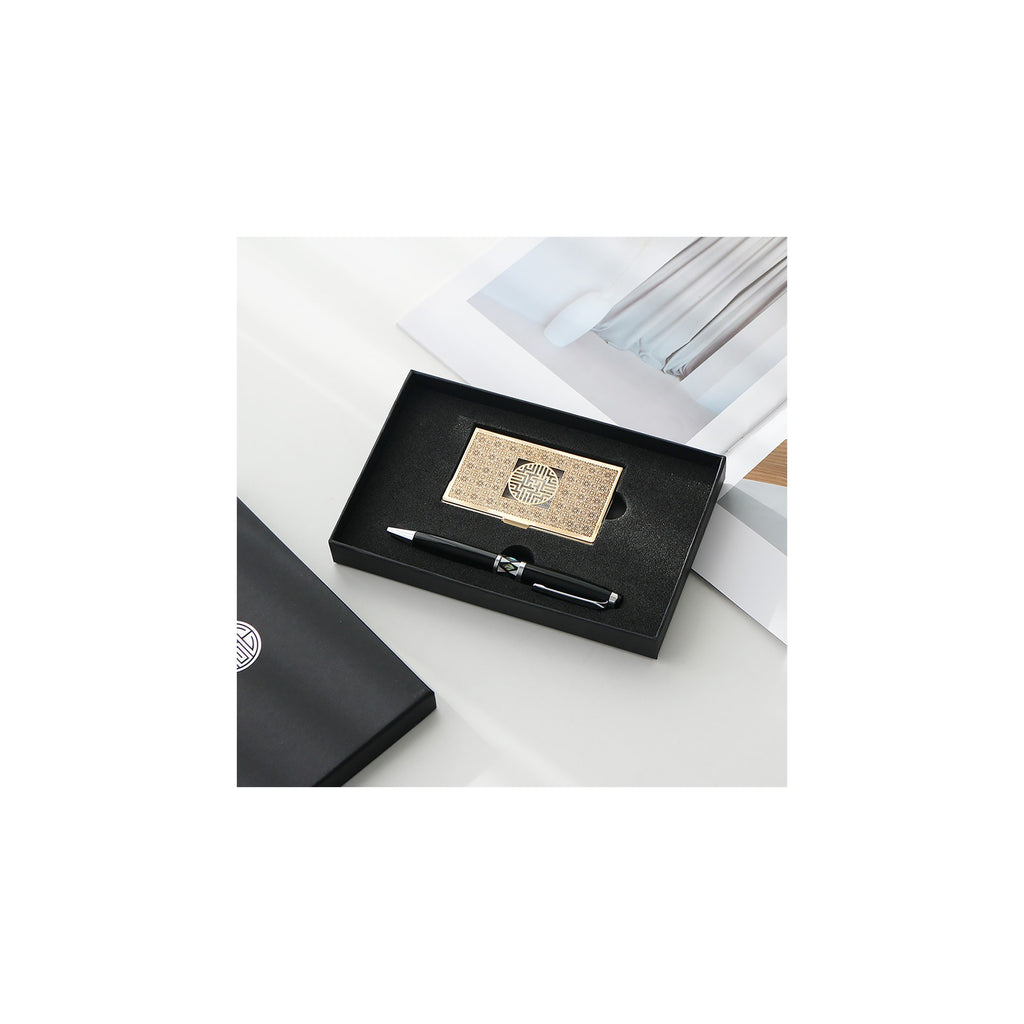 2-Piece Set: Gold Metal Business Card Najeon Gift Pen – detail view 1 [KS-CUT:P0000KSM:71e92421ec03]