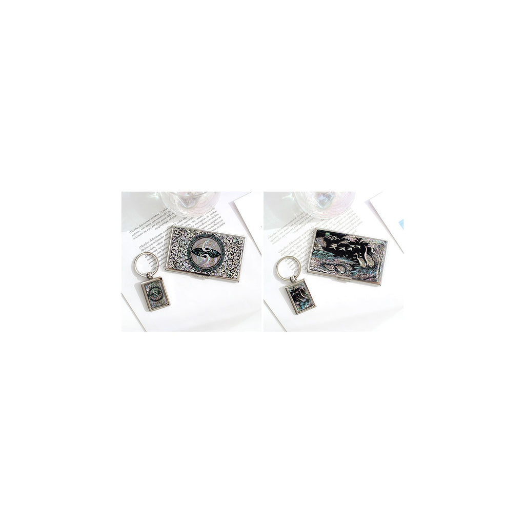 2-Piece Set: Mother of Pearl Business Card Case Keyring N – detail view 1 [KS-CUT:P0000VSU:124bbd0731f9]