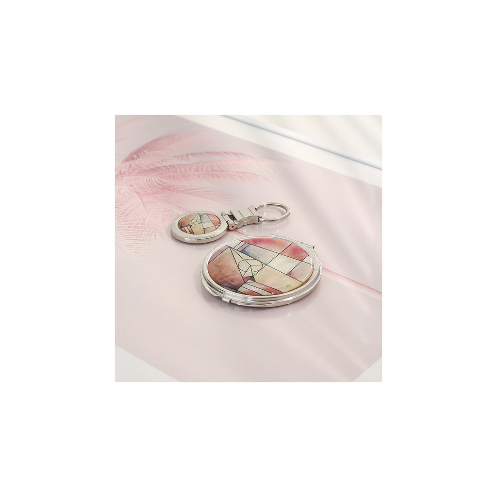 2-Piece Set: Najeon Hand Mirror Keyring Set (Jogakbo Patchwork) – detail view 1 [KS-CUT:P0000CZJ:f5c2b7d1b763]