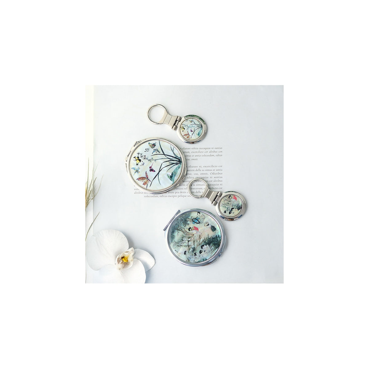 2-Piece Set: Najeon Hand Mirror Keyring Set A – detail view 1 [KS-CUT:P0000HLL:221a0acb0e41]