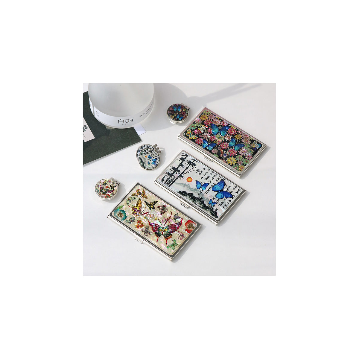 2-Piece Set: Business Card Case Golf Ball Marker K(Butterfly) – detail view 1 [KS-CUT:P0000PNG:381d8867c413]