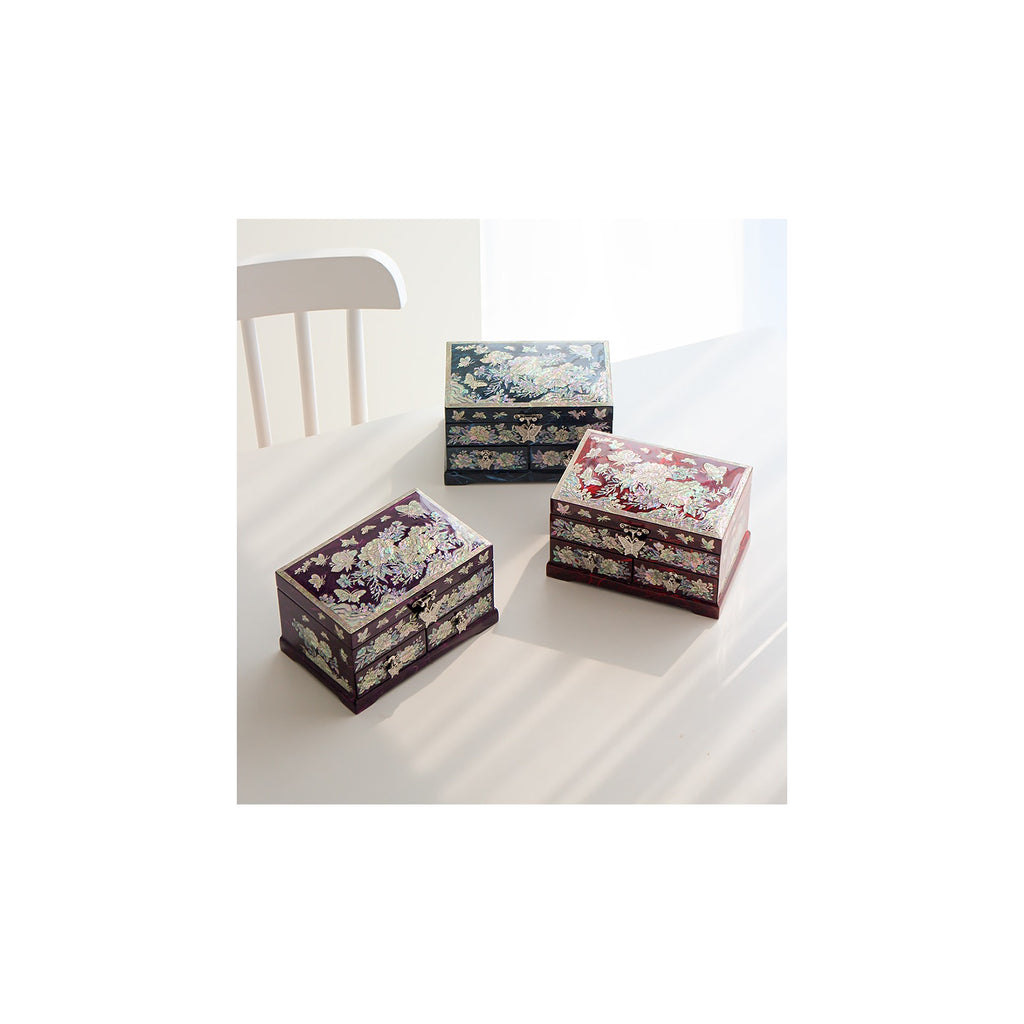Najeonchilgi 1 Tier Hanji (Peony)2 Drawer Mother of Pearl Jewelry Box Jewelry Box – detail view 1 [KS-CUT:P0000QRW:6a6635dba906]