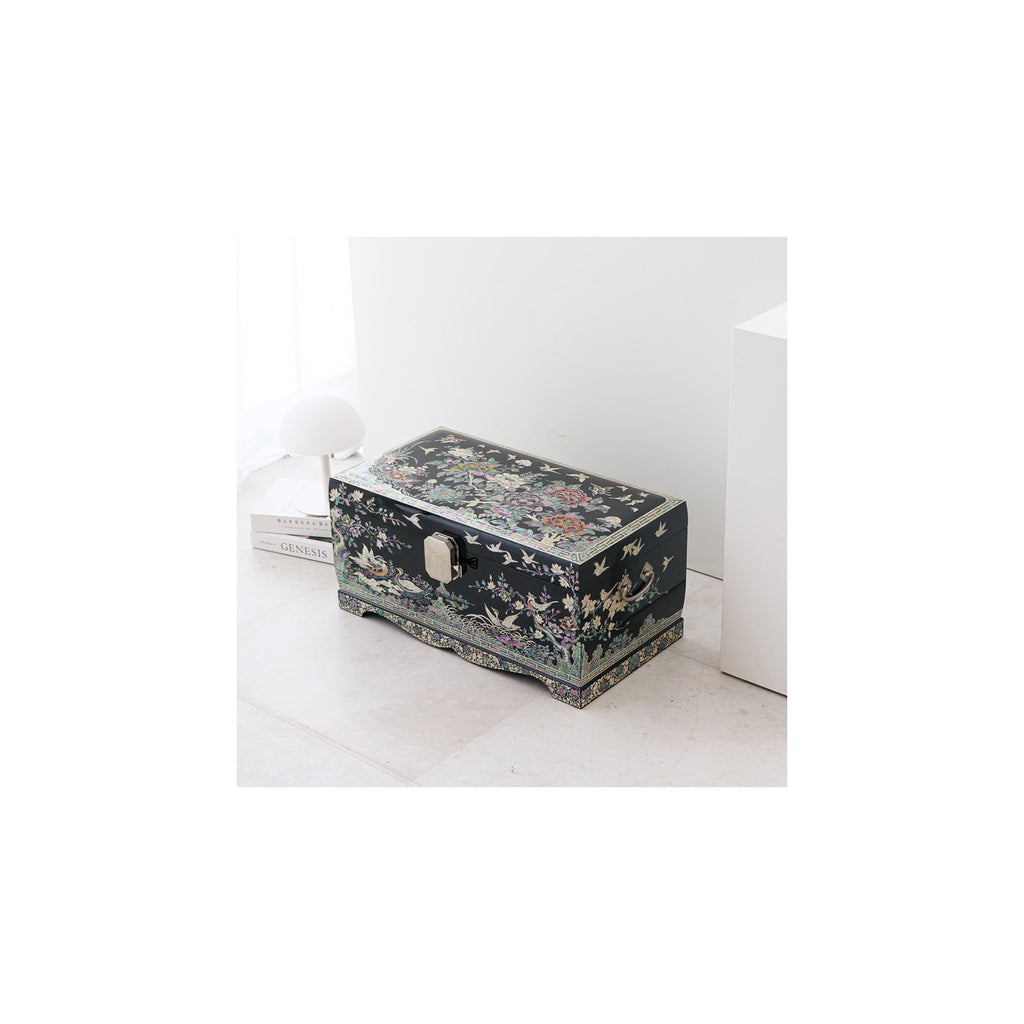 Masterpiece Najeon Bridal Painted Peony of Wealth Bongchae Wedding Box (Black) – detail view 1 [KS-CUT:P0000MPC:1d26b51c553d]