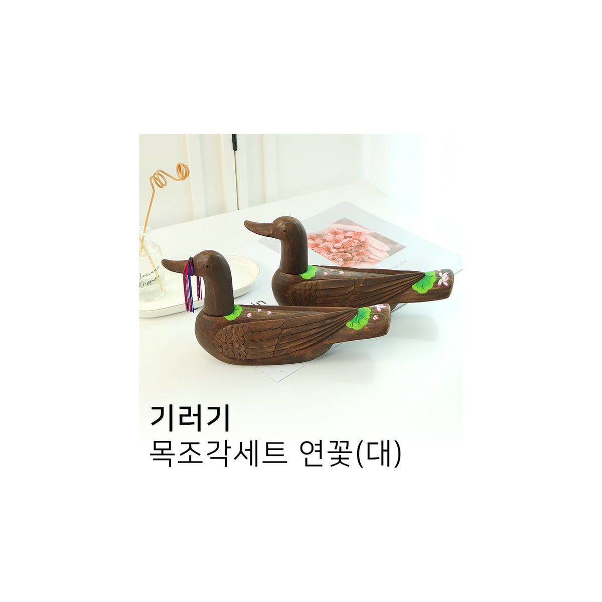 Wild Goose Wood Carved Set Lotus (Large) Wood Carved Box Wedding Pyebaek Box Wild Goose – detail view 1 [KS-CUT:P0000LAI:48132293745f]