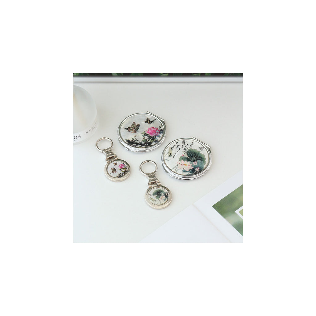 2-Piece Set: Najeon Hand Mirror Keyring Set (Damhwa Butterfly) – detail view 1 [KS-CUT:P0000PWS:8337c4a587a0]