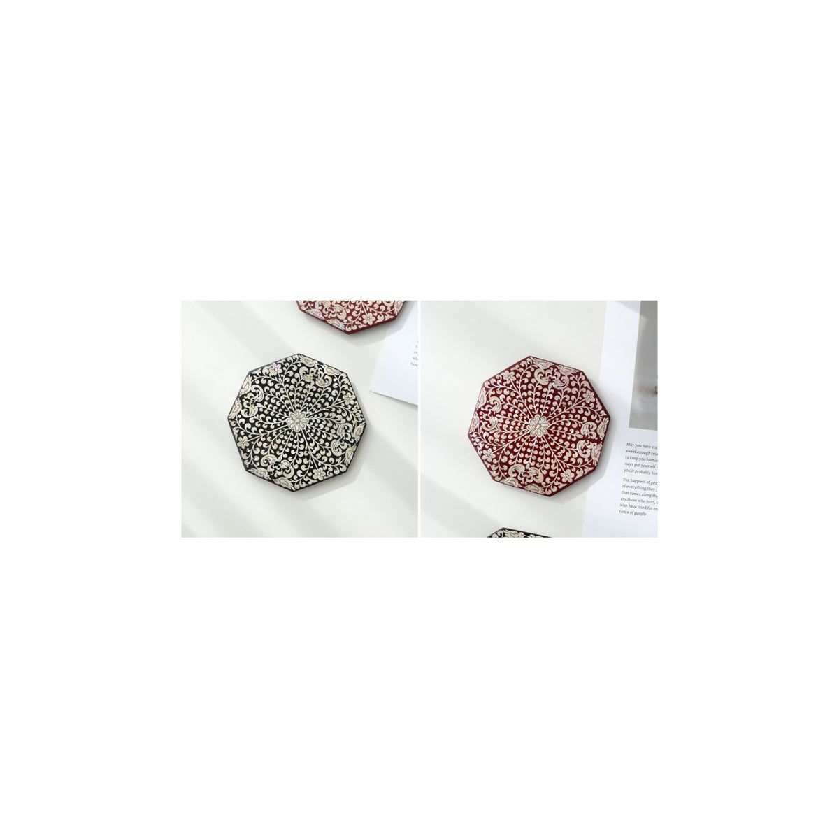 Najeonchilgi Mother of Pearl Coaster Mother of Pearl Coaster Traditional Coaster Traditional Red – detail view 1 [KS-CUT:P0000XDD:b9095a0c1c7e]