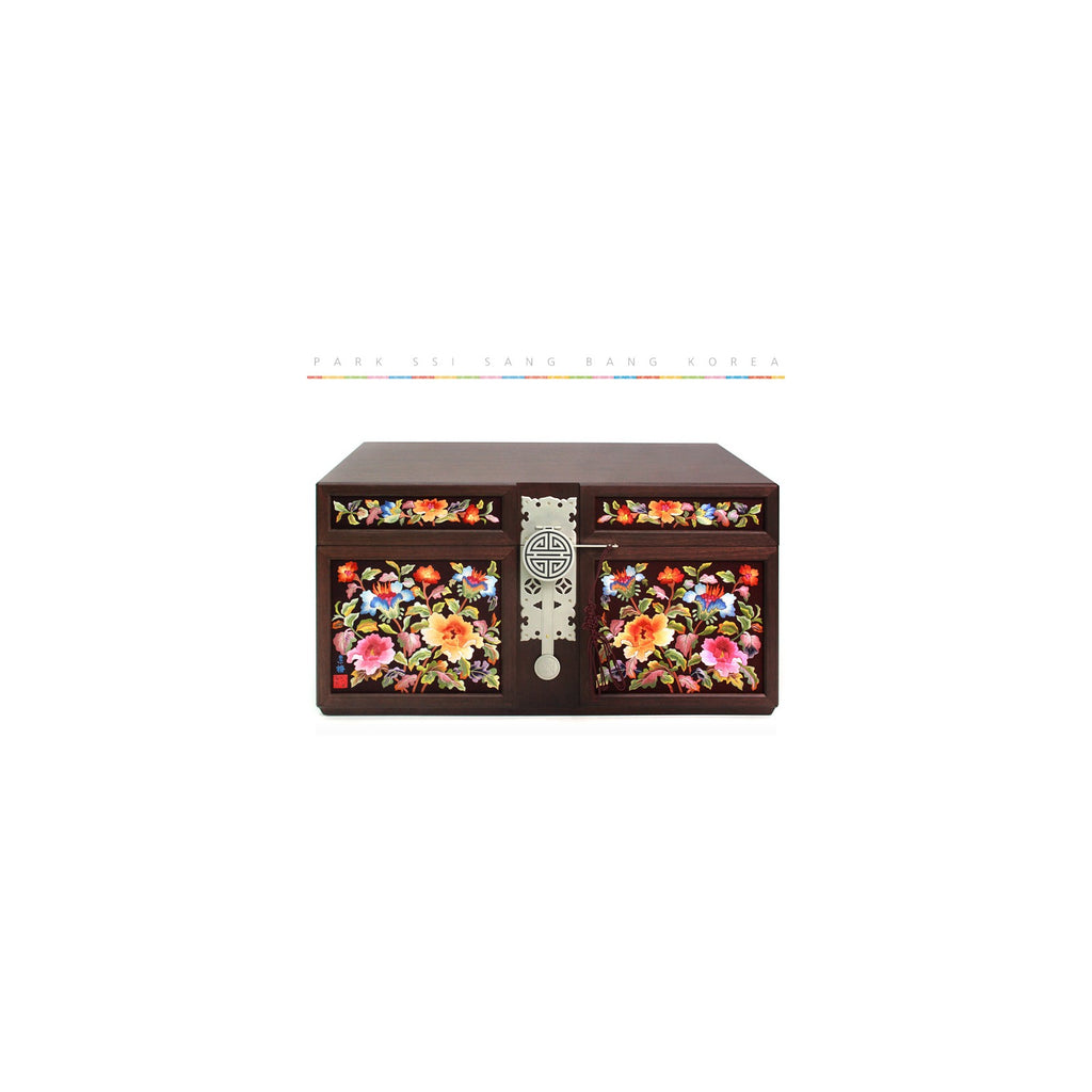Premium Hand Embroidered Wedding Box Large (Hibiscus) Jewelry Box Yedan Wedding Gift Box (by Kim Young-ja) – detail view 1 [KS-CUT:P00000TD:566175cea612]