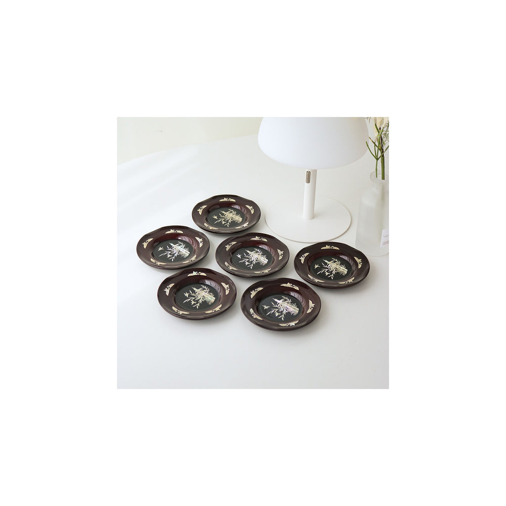 6-Piece Set: Najeonchilgi Arabesque Four Gentlemen Tea Coaster Set (Bamboo) Mother of Pearl Coaster Traditional Coaster (Master Artisan Lee Won-geun) – detail view 1 [KS-CUT:P0000ICF:a6ebdeb14f36]