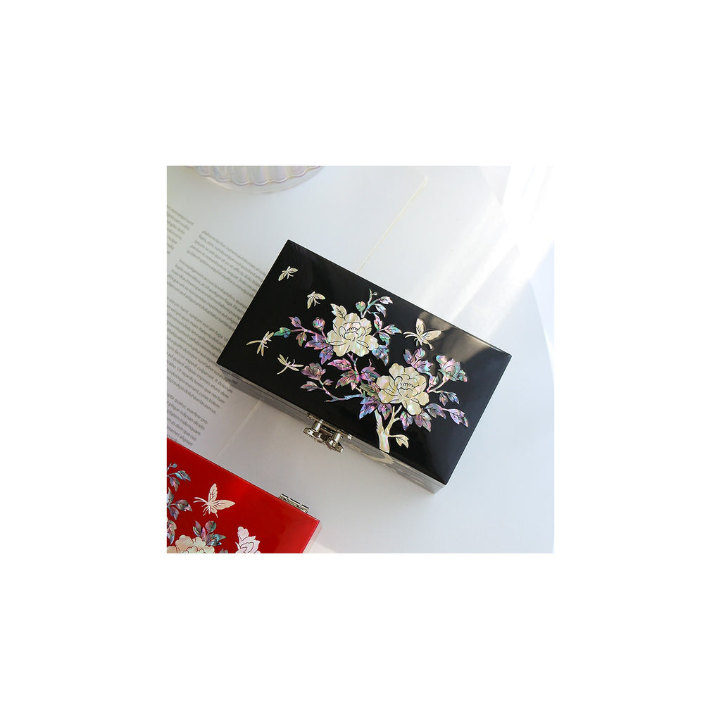 Najeonchilgi Mini 1 Tier Mother of Pearl Jewelry Box Peony (Holder Box), 15 cm – detail view 1 [KS-CUT:P0000VCG:1885742863fa]