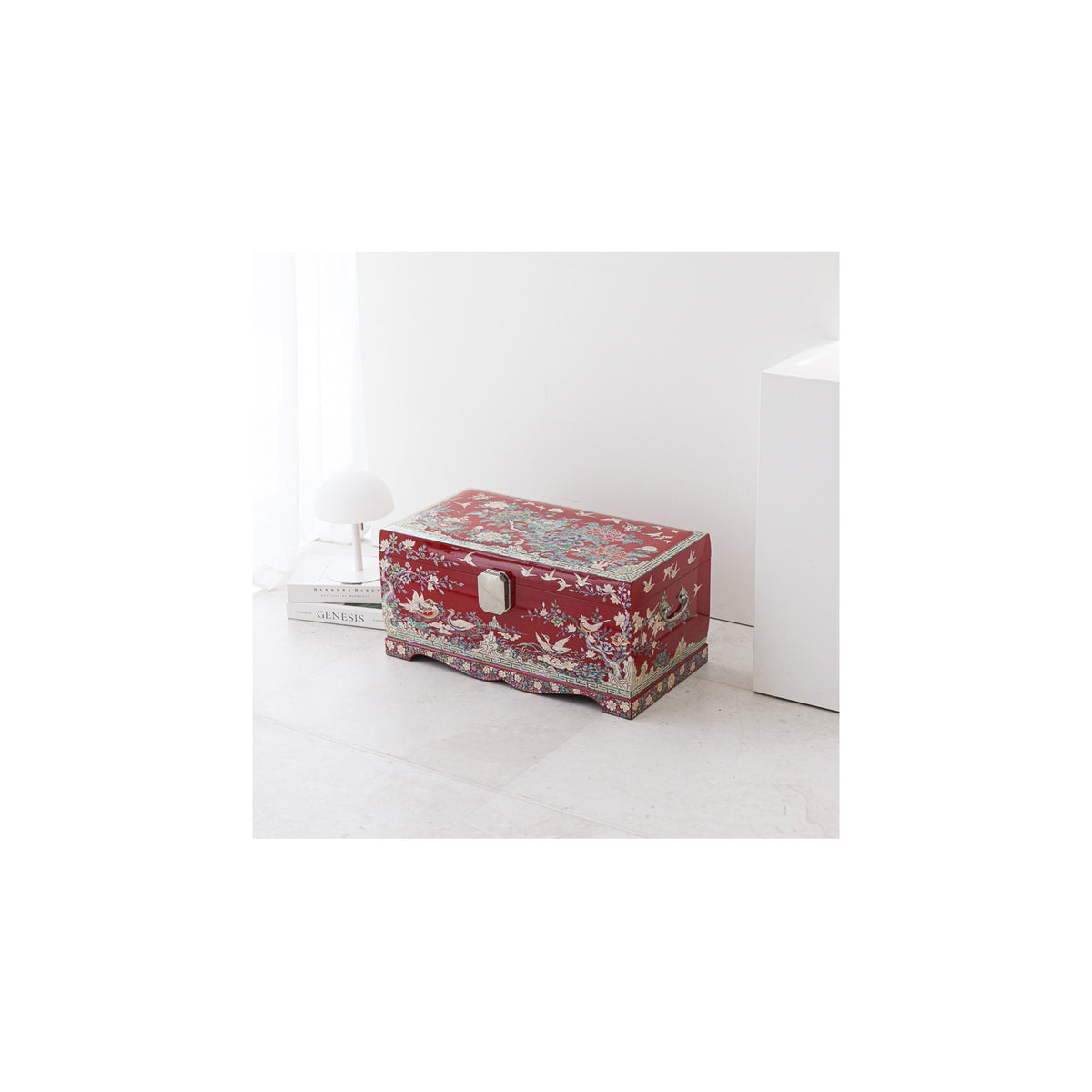 Masterpiece Najeon Bridal Painted Peony of Wealth Bongchae Wedding Box (Red) – detail view 1 [KS-CUT:P0000MPD:b051e77aa8d4]