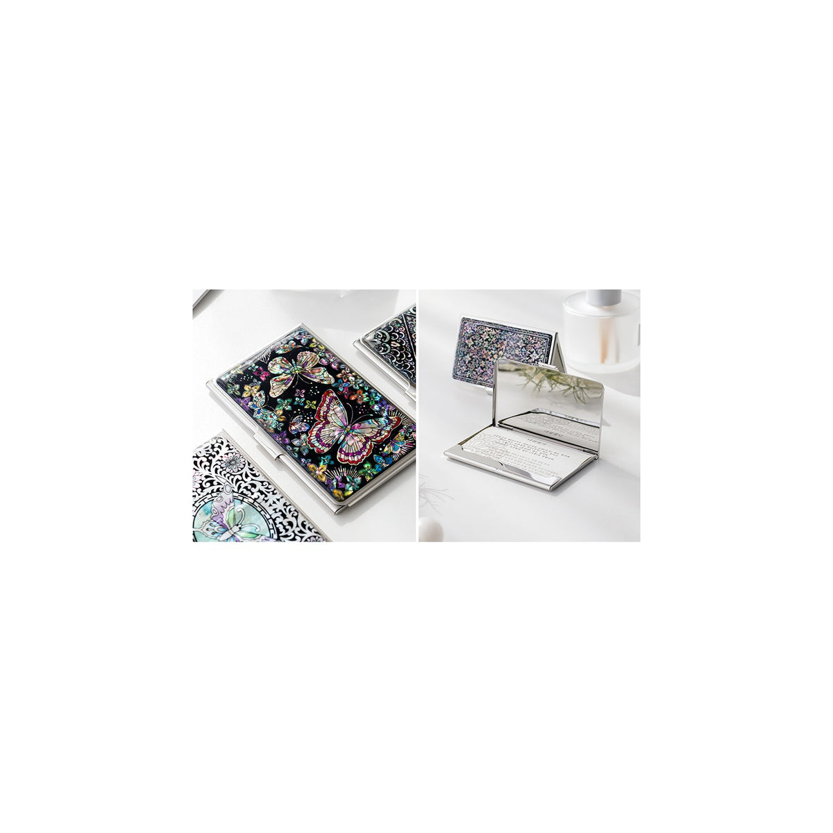 Mother of Pearl Business Card Case (Arabesque Butterfly) – detail view 2 [KS-CUT:P0000HCH:1500f1608010]