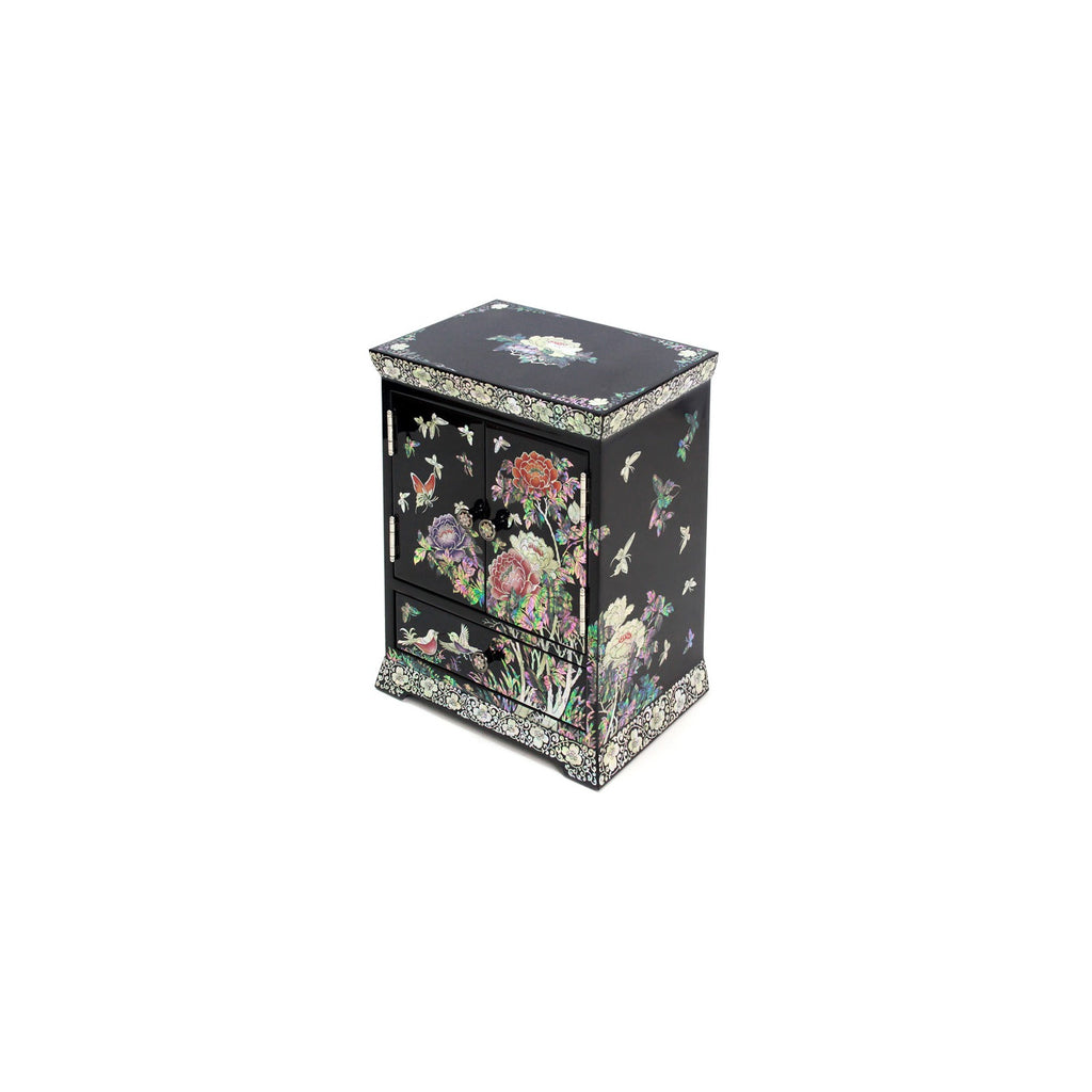 Najeonchilgi Peony Painted Drawer Mother of Pearl Jewelry Box (Medium) Black Jewelry Box (Master Artisan Jang Tae-bok) – detail view 2 [KS-CUT:P00000YX:8a1e7c822b66]