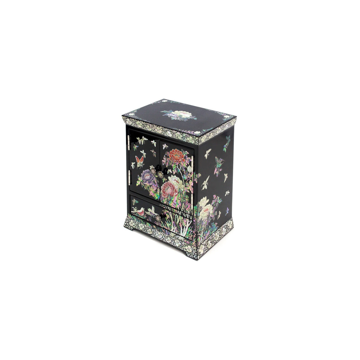 Najeonchilgi Peony Painted Drawer Mother of Pearl Jewelry Box (Medium) Black Jewelry Box (Master Artisan Jang Tae-bok) – detail view 2 [KS-CUT:P00000YX:8a1e7c822b66]