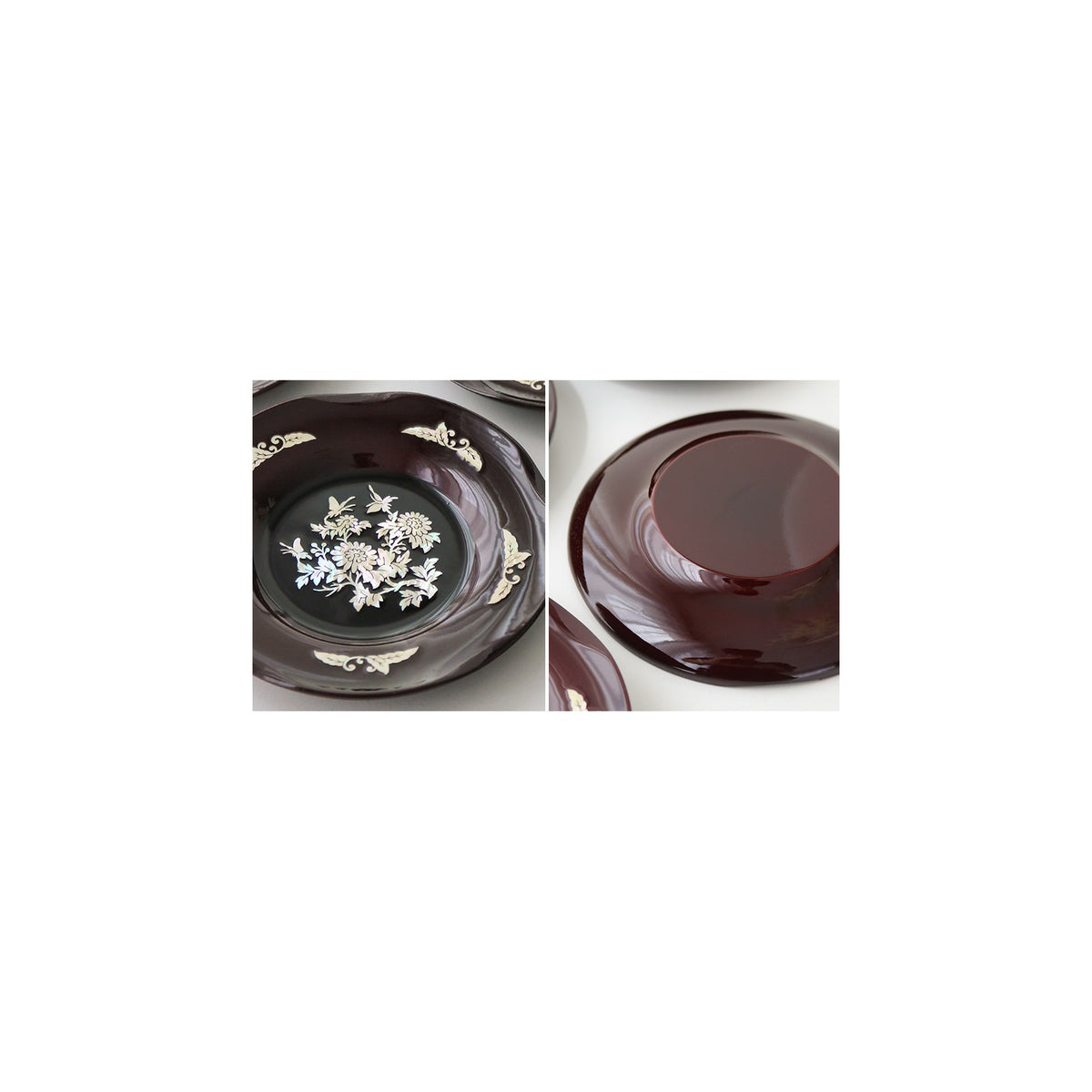 6-Piece Set: Najeonchilgi Arabesque Four Gentlemen Tea Coaster Set (Chrysanthemum) Mother of Pearl Coaster Traditional Coaster (Master Artisan Lee Won-geun) – detail view 2 [KS-CUT:P0000ICE:c9834f5789b4]