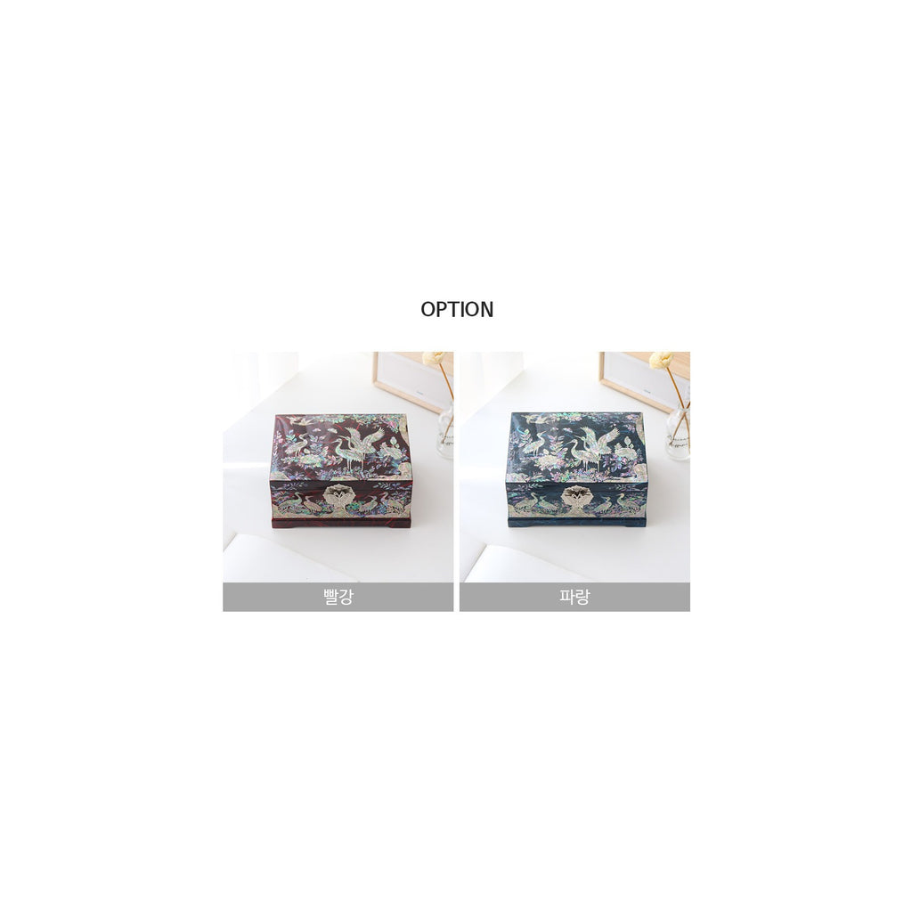 Najeonchilgi Hanji Flower Pine & Crane 2 Tier Mother of Pearl Jewelry Box Jewelry Box, 21 cm – detail view 2 [KS-CUT:P0000MAD:148c108d9cd6]