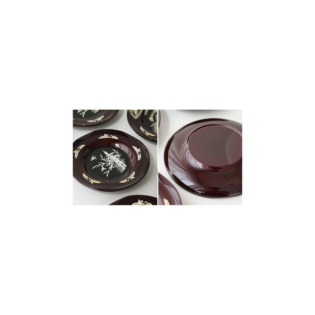 6-Piece Set: Najeonchilgi Arabesque Four Gentlemen Tea Coaster Set (Bamboo) Mother of Pearl Coaster Traditional Coaster (Master Artisan Lee Won-geun) – detail view 2 [KS-CUT:P0000ICF:6ba75836f01c]