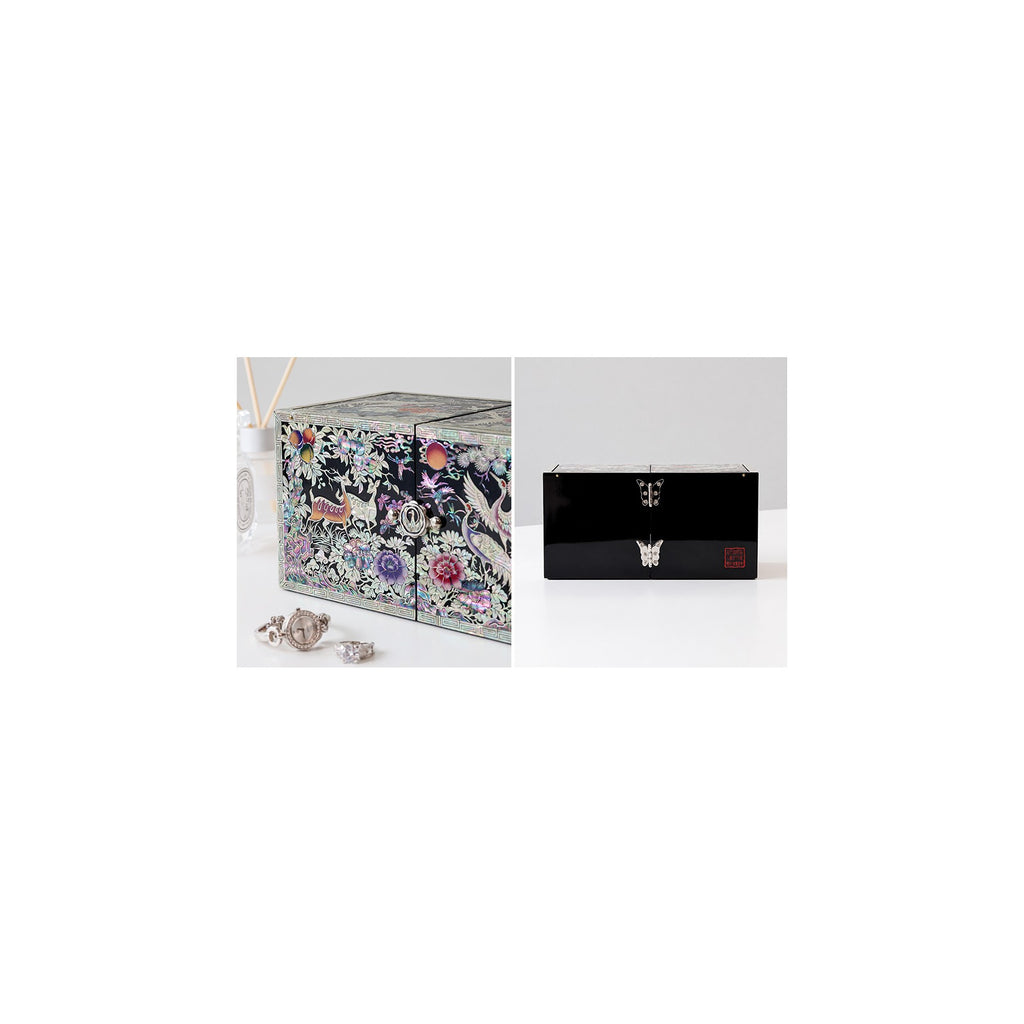 Masterpiece New Double Lidded Golden Pheasant Large Black Mother of Pearl Jewelry Box Jewelry Box – detail view 2 [KS-CUT:P0000GBM:00a3cdfc57ed]