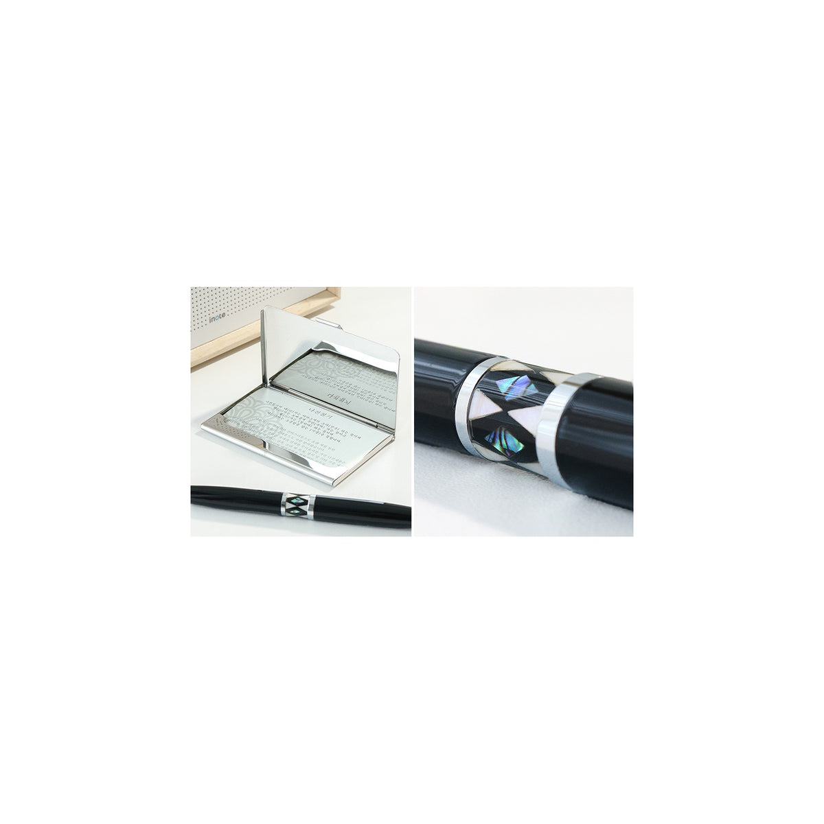 2-Piece Set: Premium Najeon Marbled Pattern Business Card Case Pen M – detail view 2 [KS-CUT:P0000RMU:f66fab5603c5]