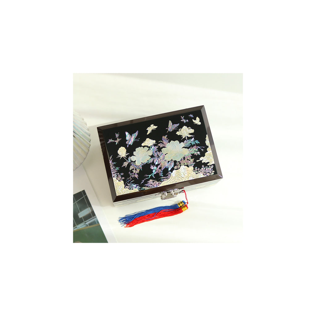 Masterpiece Najeonchilgi Peony & Pearl 2 Tier Mother of Pearl Jewelry Box Jewelry Box Yedan Wedding Gift Box, 24 cm (Master Artisan Hong Seok-pyo) – detail view 2 [KS-CUT:P0000FRE:802ad2c8657c]