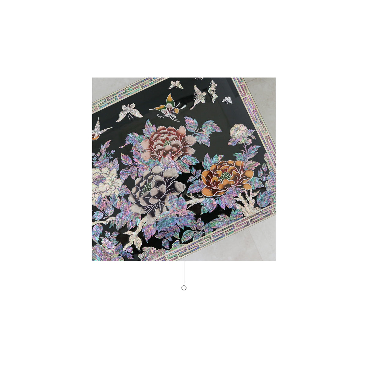 Masterpiece Najeon Bridal Painted Peony of Wealth Bongchae Wedding Box (Black) – detail view 2 [KS-CUT:P0000MPC:7192552d33c9]