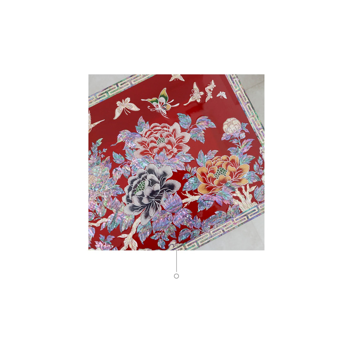 Masterpiece Najeon Bridal Painted Peony of Wealth Bongchae Wedding Box (Red) – detail view 2 [KS-CUT:P0000MPD:c1781d4c5f45]