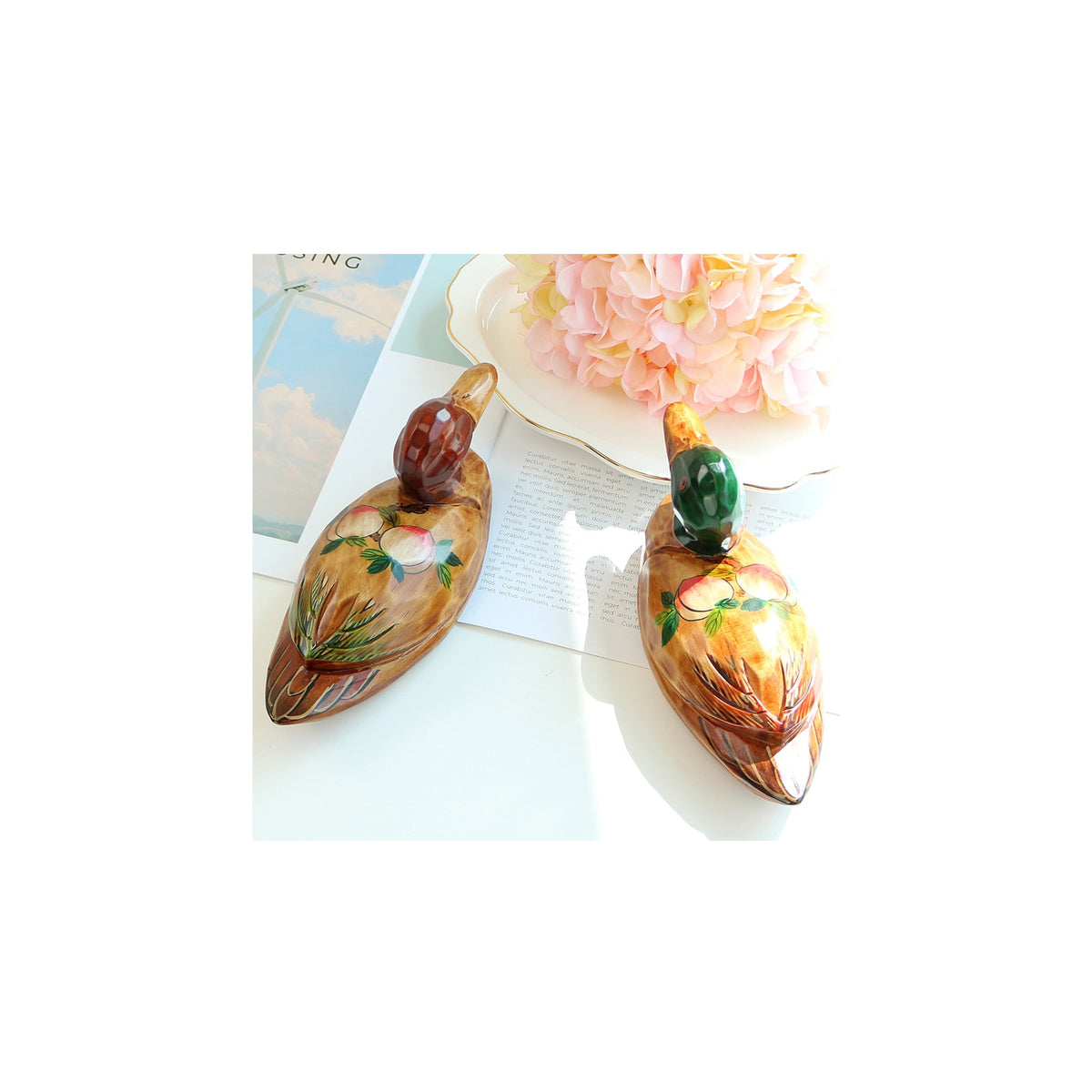 Premium Longevity Duck Set (Medium) Wood Carved Wedding Box Pyebaek Case – detail view 2 [KS-CUT:P0000QKK:3c90c066eef5]