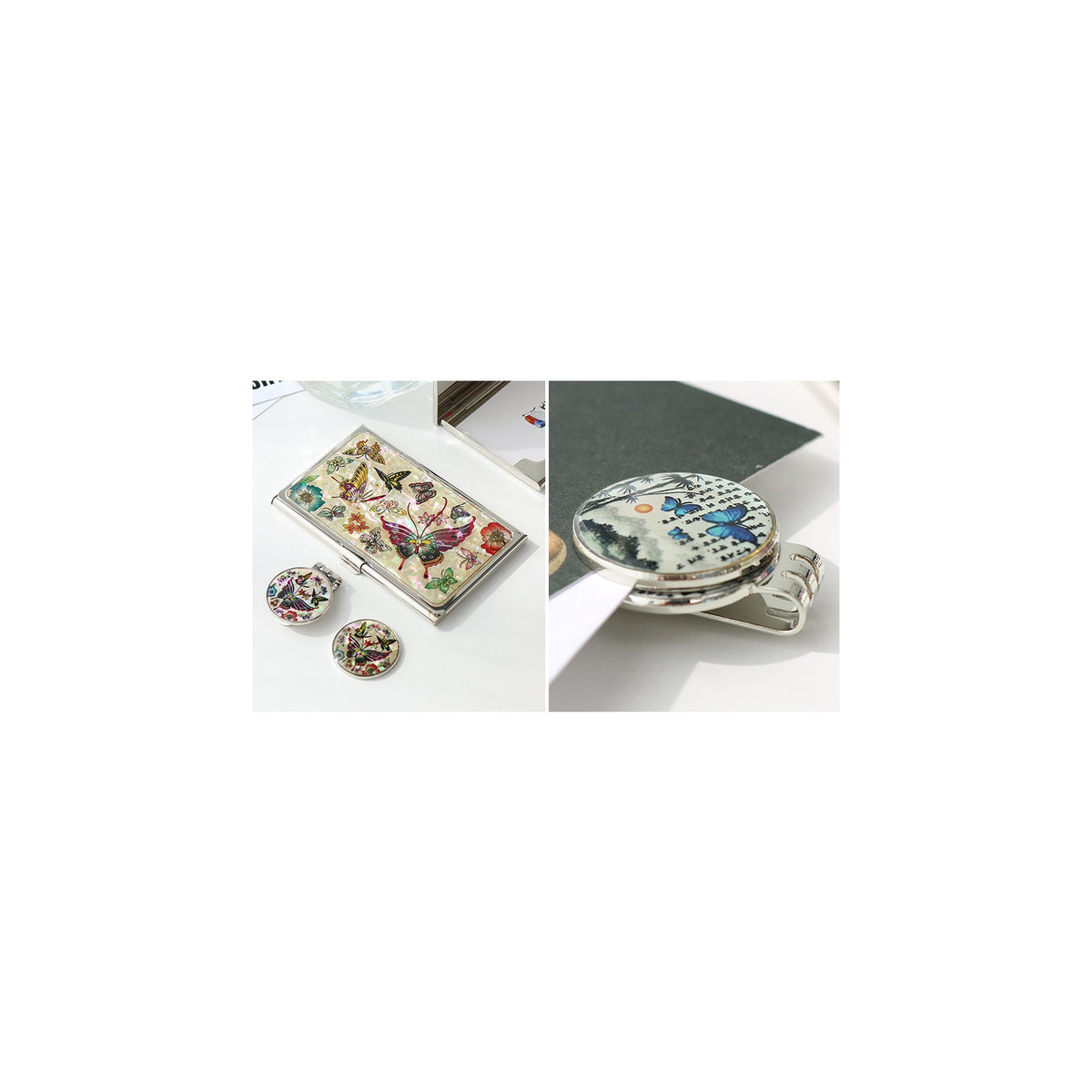 2-Piece Set: Business Card Case Golf Ball Marker K(Butterfly) – detail view 2 [KS-CUT:P0000PNG:05ce48c2bc58]