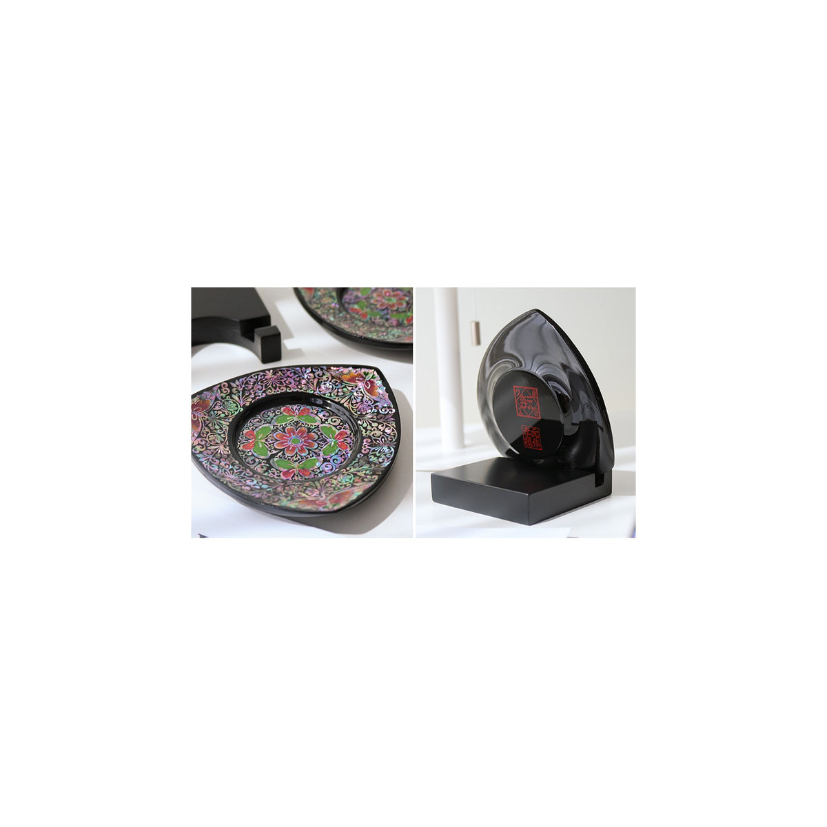 2-Piece Set: Najeonchilgi Butterfly Arabesque Tea Coaster Large & Ornament Stand (Master Artisan Lee Won-geun) – detail view 2 [KS-CUT:P0000IEN:4c7f1075cd24]