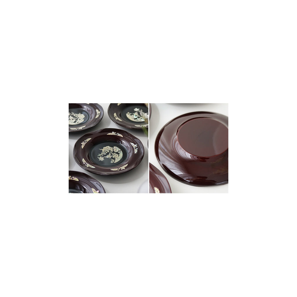 6-Piece Set: Najeonchilgi Arabesque Four Gentlemen Tea Coaster Set (Plum Blossom) Mother of Pearl Coaster Traditional Coaster (Master Artisan Lee Won-geun) – detail view 2 [KS-CUT:P0000ICA:0e21d9a6d37f]