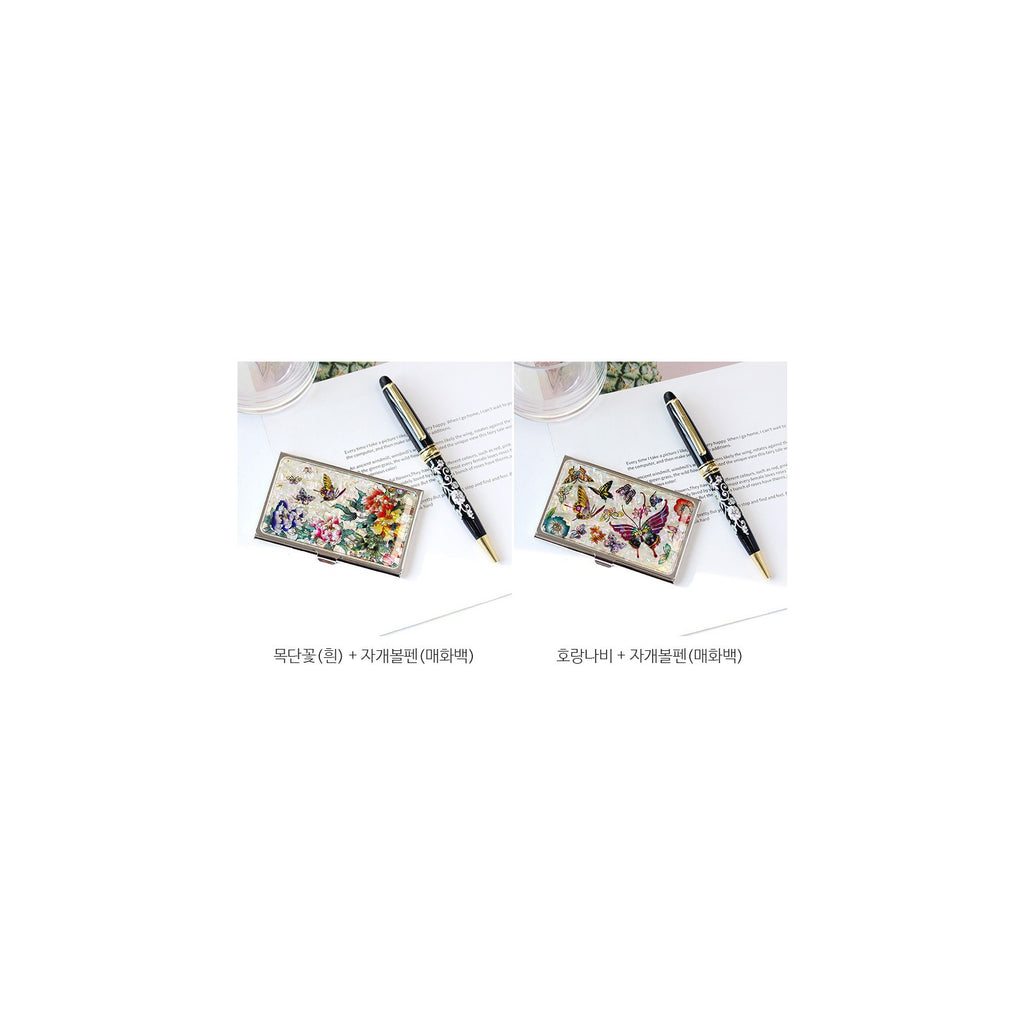 2-Piece Set: Mother of Pearl Business Card Case K Mother of Pearl Pen Set – detail view 2 [KS-CUT:P0000VND:fbfacc70243e]