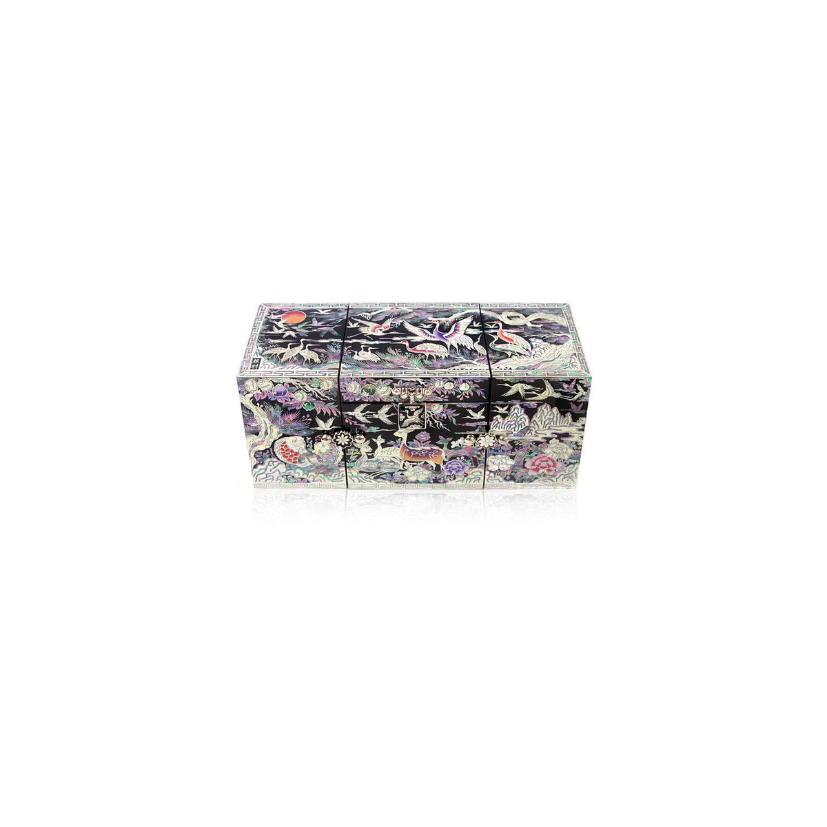 Masterpiece Najeonchilgi Ten Symbols of Longevity Black Double Lidded Secret Mother of Pearl Jewelry Box Jewelry Box (Master Artisan Kim Young-man) – detail view 3 [KS-CUT:P0000HKN:c41d1deedf16]