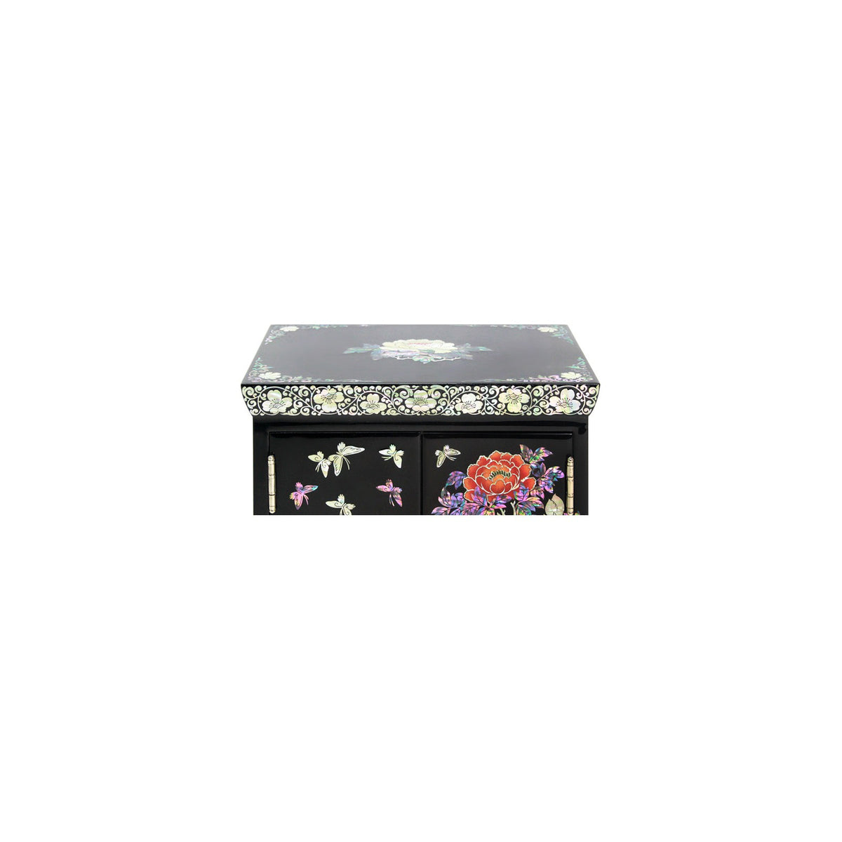 Najeonchilgi Peony Painted Drawer Mother of Pearl Jewelry Box (Medium) Black Jewelry Box (Master Artisan Jang Tae-bok) – detail view 3 [KS-CUT:P00000YX:5010f2f409f5]