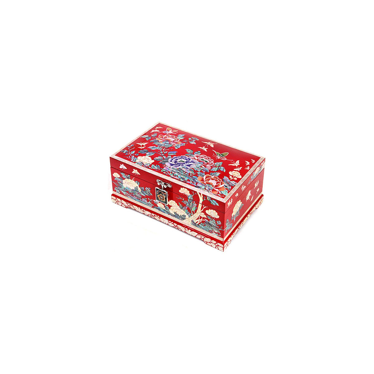 Premium Najeonchilgi 2 Tier Birds & Flowers Peony Red Mother of Pearl Jewelry Box Jewelry Box Yedan Wedding Gift Box, 24 cm – detail view 3 [KS-CUT:P0000LZN:4674ee42d244]