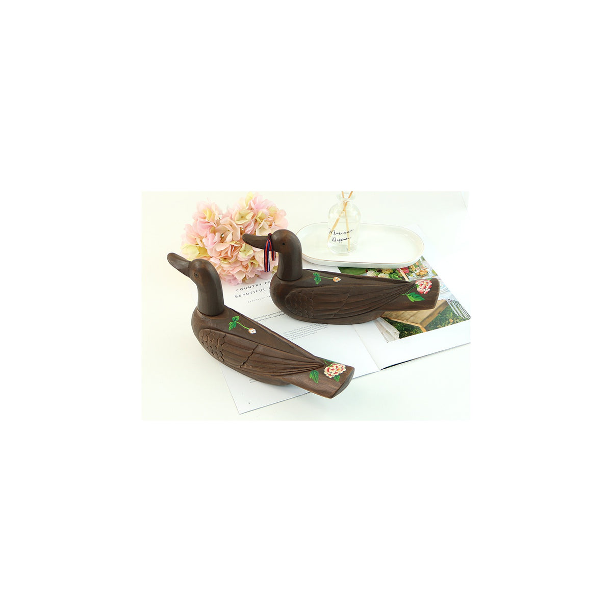 Wild Goose Wood Carved Set Peony Flower (Large) Wood Carved Box Wedding Pyebaek Box Wild Goose – detail view 3 [KS-CUT:P0000LAH:3f72866c844a]
