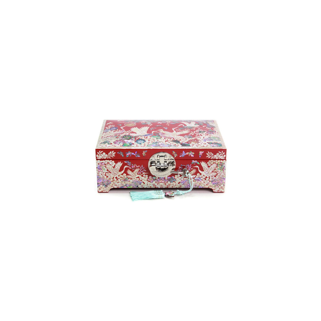 Premium Najeonchilgi Pine & Crane Mother of Pearl Jewelry Box (Red) Jewelry Box Yedan Wedding Gift Box, 24 cm (Master Artisan Jang Tae-bok) – detail view 3 [KS-CUT:P0000RJG:b581c7d72953]