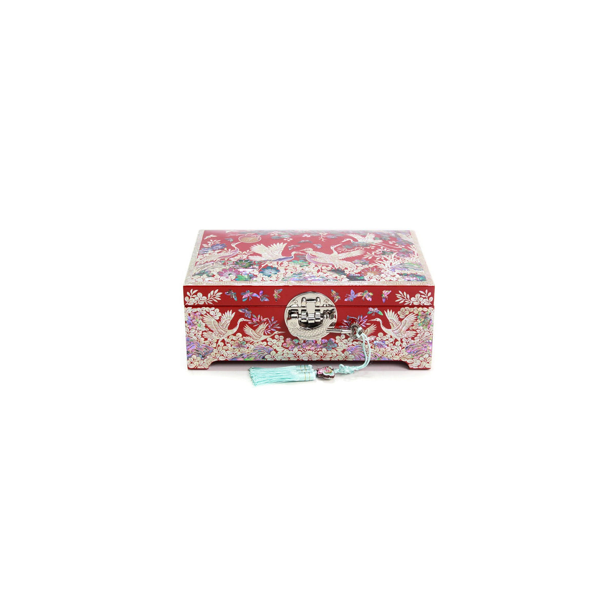 Premium Najeonchilgi Pine & Crane Mother of Pearl Jewelry Box (Red) Jewelry Box Yedan Wedding Gift Box, 24 cm (Master Artisan Jang Tae-bok) – detail view 3 [KS-CUT:P0000RJG:b581c7d72953]