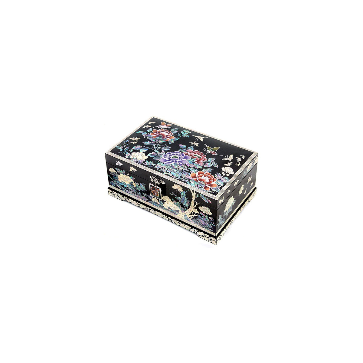Premium Najeonchilgi 2 Tier Birds & Flowers Peony Black Mother of Pearl Jewelry Box Jewelry Box Yedan Wedding Gift Box, 24 cm – detail view 3 [KS-CUT:P0000LZO:720ceef77243]