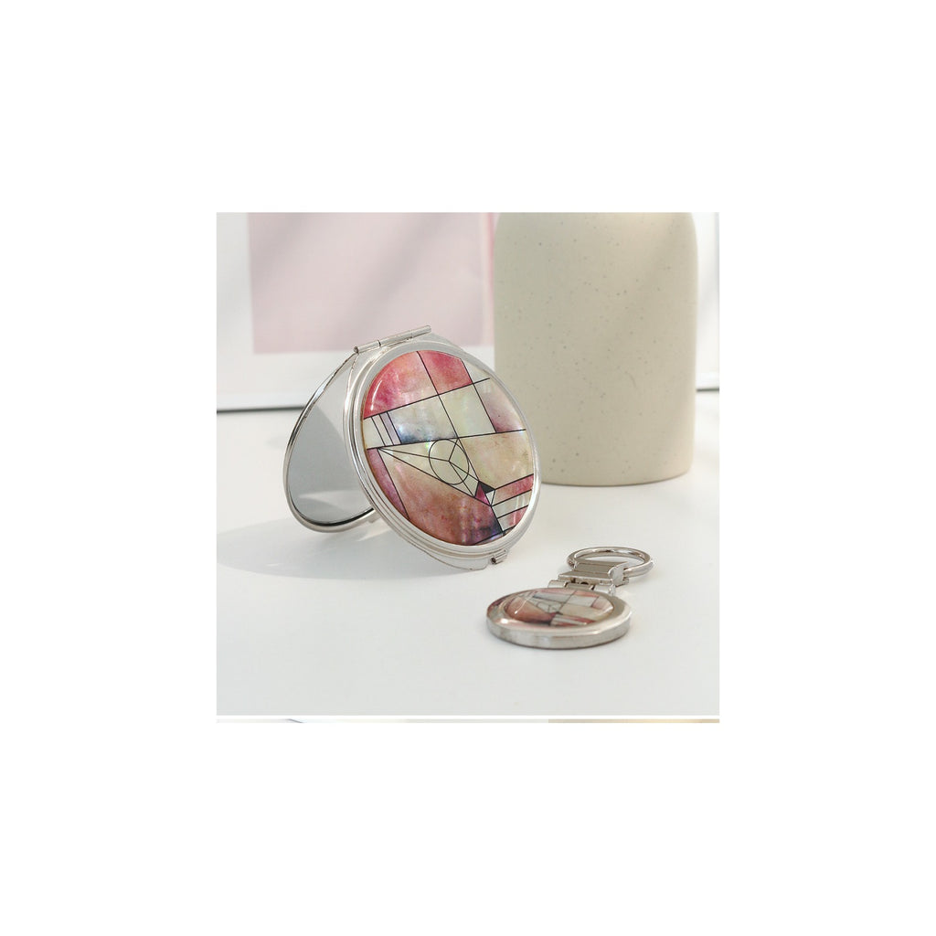 2-Piece Set: Najeon Hand Mirror Keyring Set (Jogakbo Patchwork) – detail view 3 [KS-CUT:P0000CZJ:ab33044b044e]