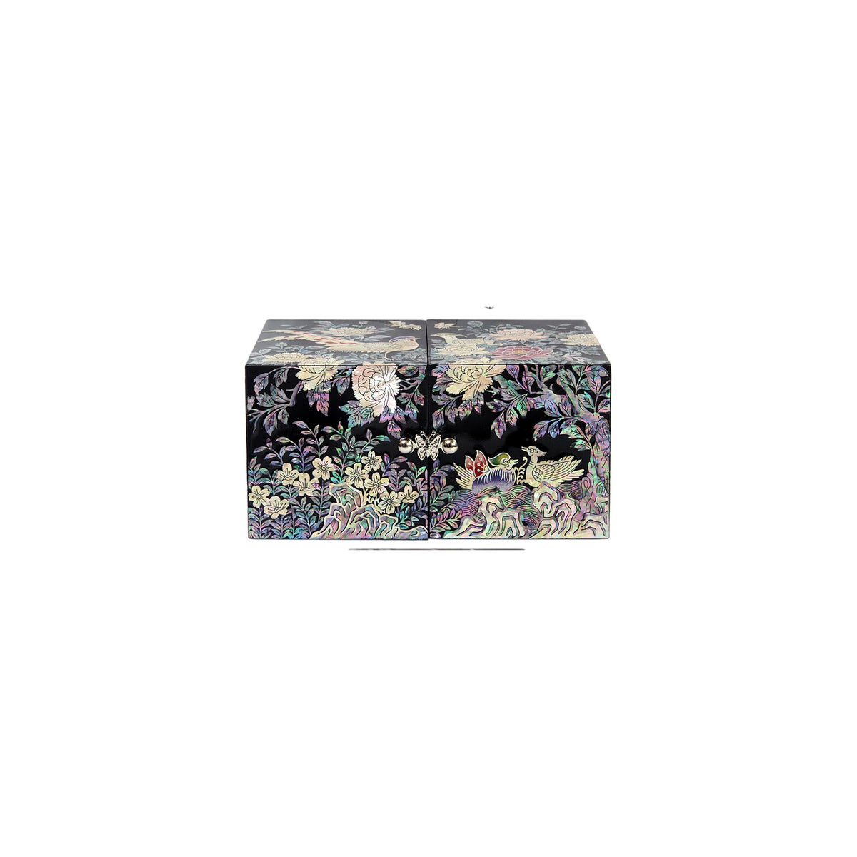 Premium Najeonchilgi Double Lidded Large (Golden Pheasant Peony Black) Secret Mother of Pearl Jewelry Box Jewelry Box – detail view 3 [KS-CUT:P0000FRK:72b784f57f07]