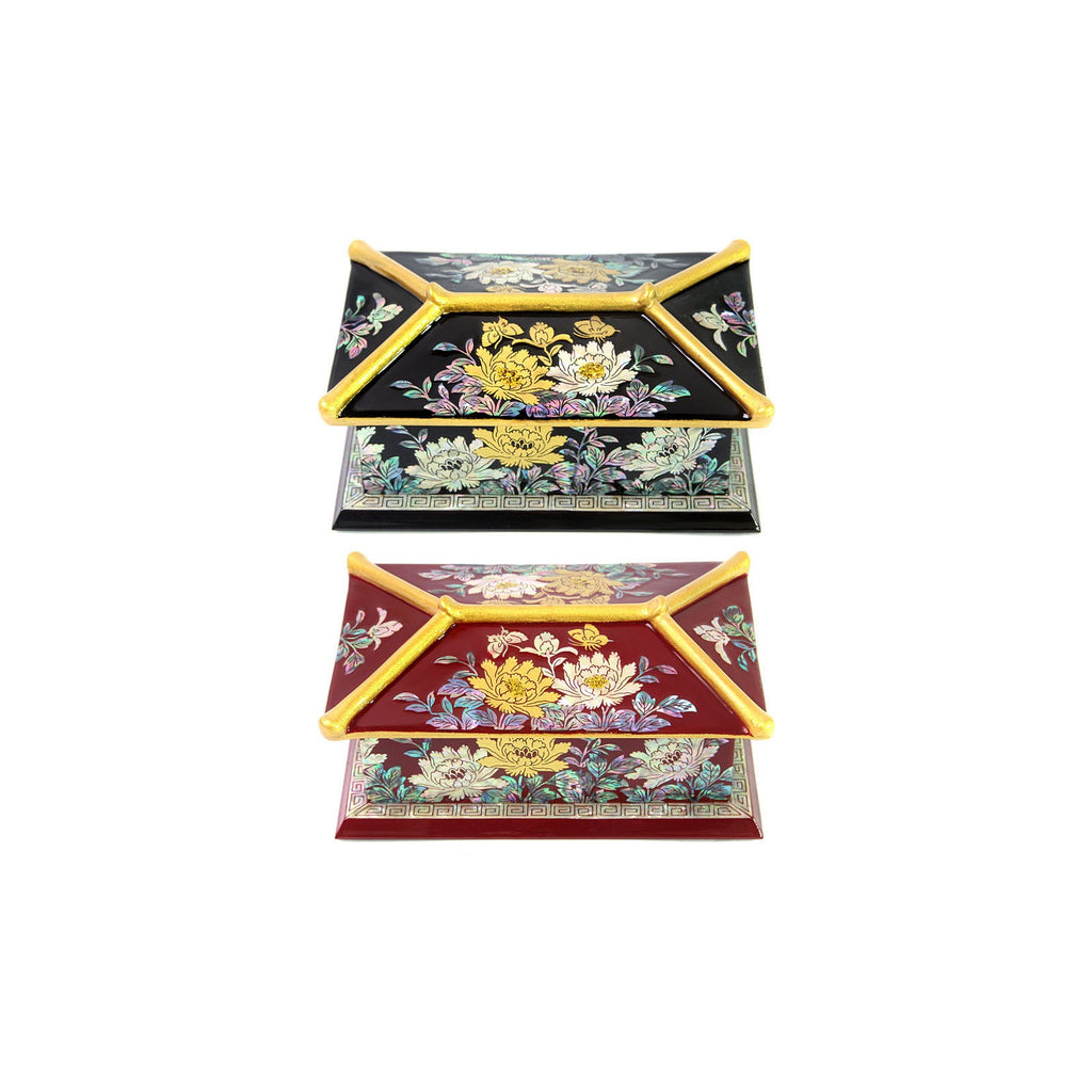 Masterpiece Najeon Gold Trimmed Peony Roof Tile Business Card Case (Master Artisan Kim Yong-gwan) – detail view 3 [KS-CUT:P0000HHB:3e2874a3287d]