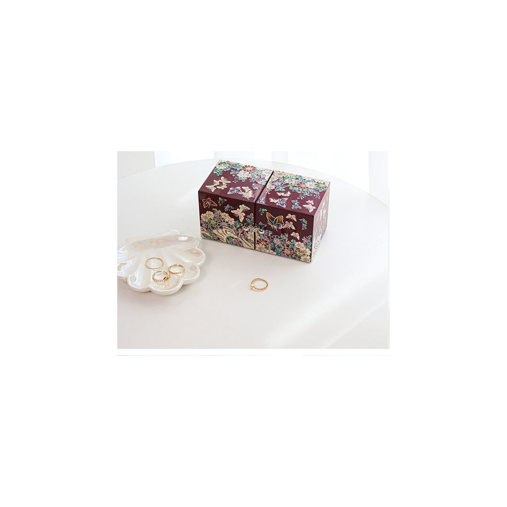 Premium Najeonchilgi Mini Double Lidded Small (Butterfly Chrysanthemum) Secret Mother of Pearl Jewelry Box Jewelry Box – detail view 3 [KS-CUT:P0000HJI:47a4b7cd084e]