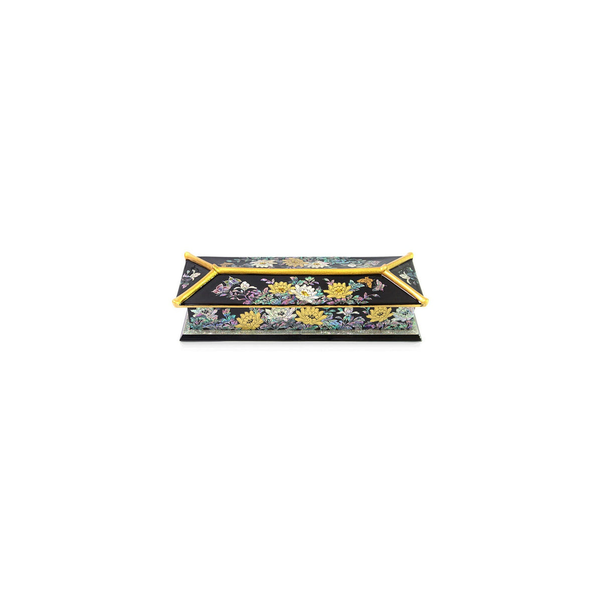 Masterpiece Najeon Gold Trimmed Peony Roof Tile Pen Case Black (Master Artisan Kim Yong-gwan) – detail view 3 [KS-CUT:P0000JYM:393900c41463]