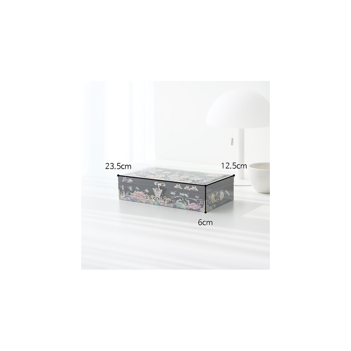 Najeonchilgi Painted Plum Blossom Rose 1 Tier Mother of Pearl Jewelry Box (23) Jewelry Box Yedan Wedding Gift Box – detail view 3 [KS-CUT:P0000UMM:4628542a2f54]