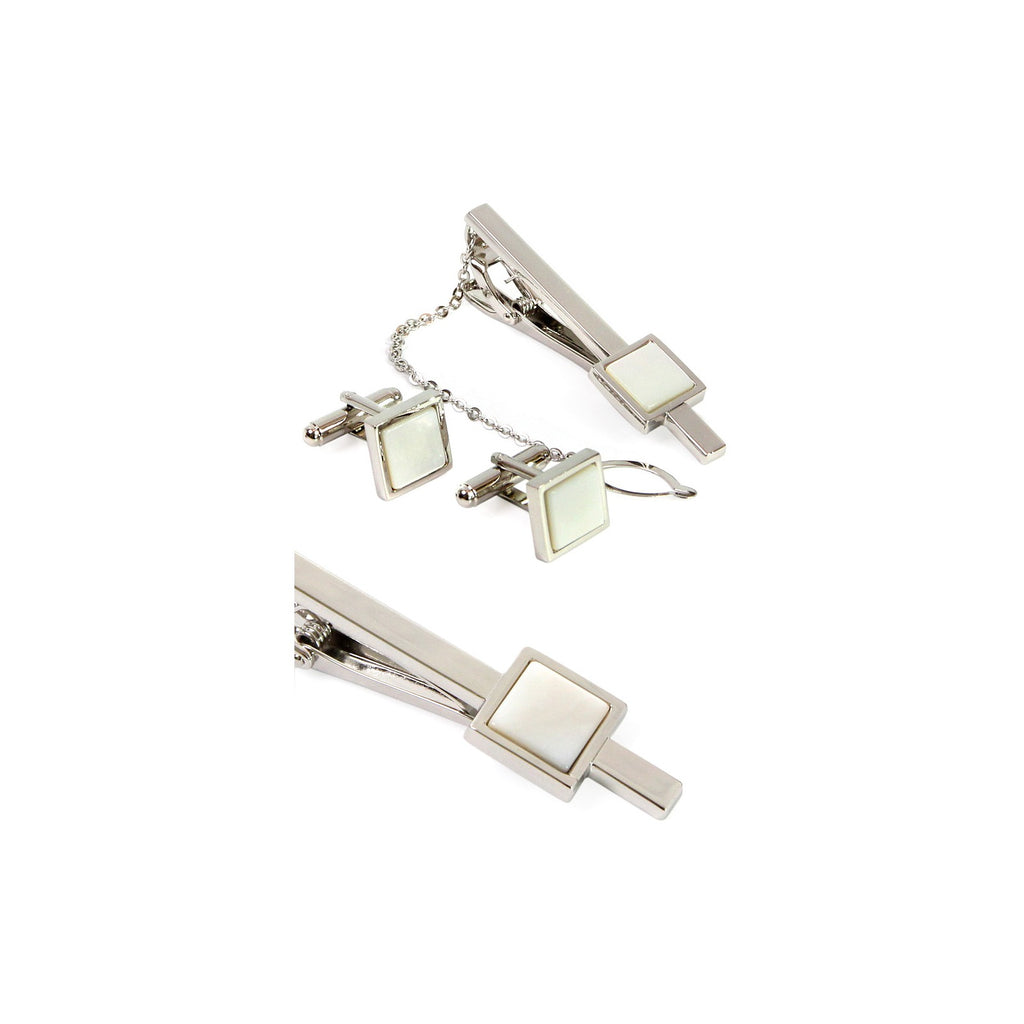 Premium Square Mother of Pearl Tie Pin 2 Bell Set – detail view 3 [KS-CUT:P0000MEM:bd4bb9d62636]