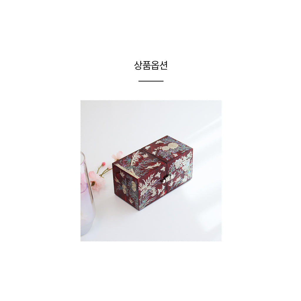 Hanji Mini Mother of Pearl Double Lidded Small (Four Gentlemen) Secret Jewelry Box Jewelry Box – detail view 3 [KS-CUT:P0000QNH:a200ea4117c7]